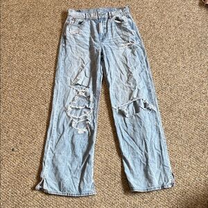 American Eagle Outfitters Light Blue Distressed Flare Jeans
